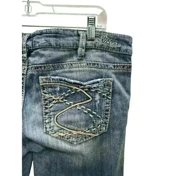 SILVER FRANCES FLARE BLUE SLIGHT DISTRESSING JEANS SIZE W31/L31 - Picture 4 of 8